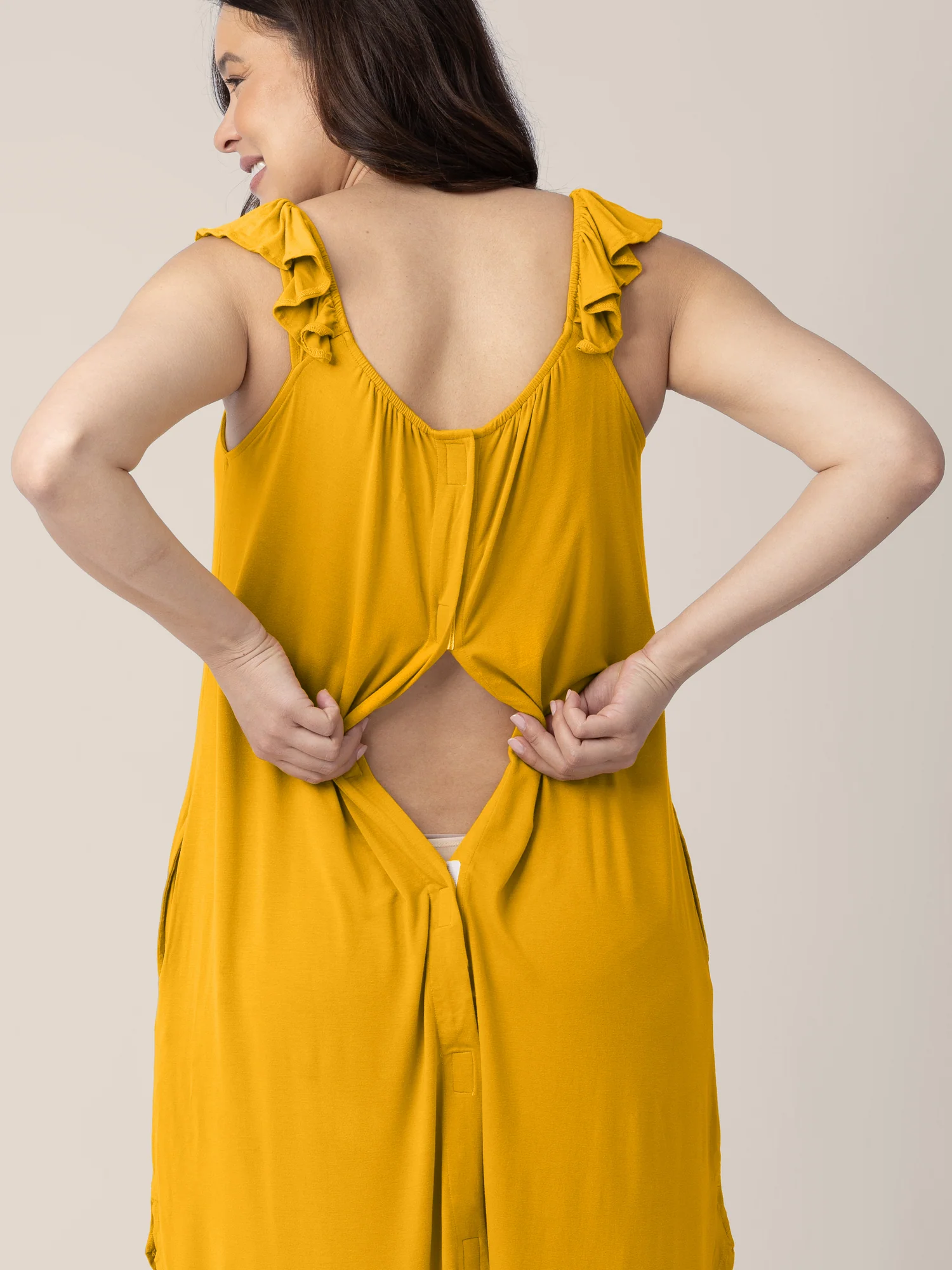 Ruffle Strap Labor & Delivery Gown | Honey - Image 4