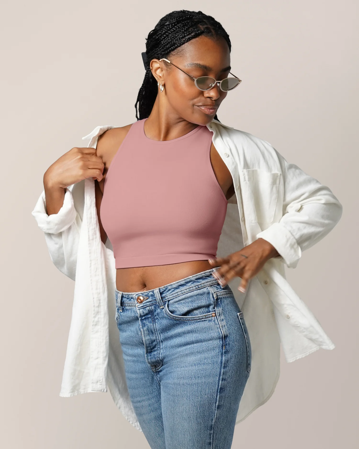 Sublime® Bamboo Hands-Free Pumping Longline Bra Top | Light Mauve - Image 3