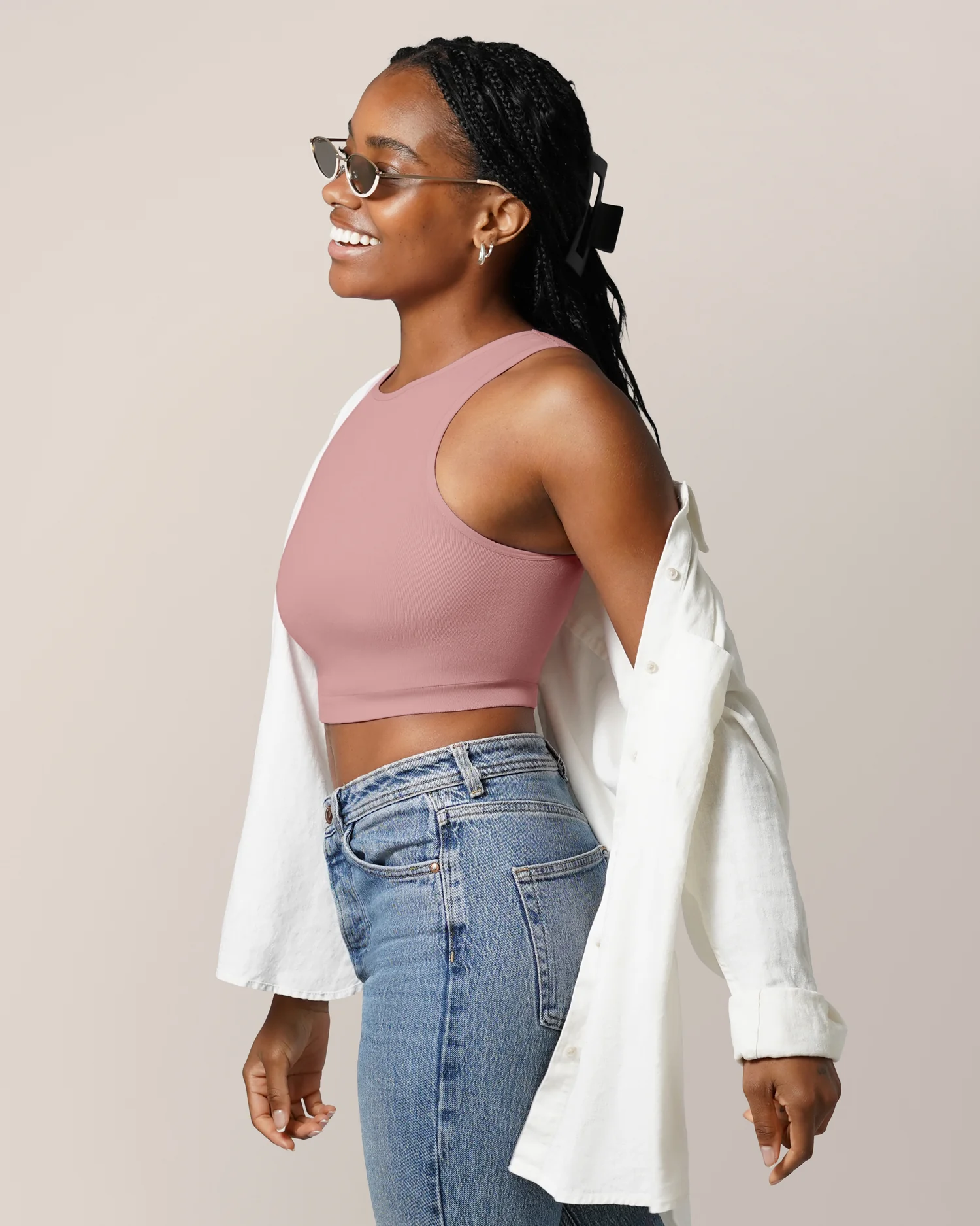 Sublime® Bamboo Hands-Free Pumping Longline Bra Top | Light Mauve - Image 4