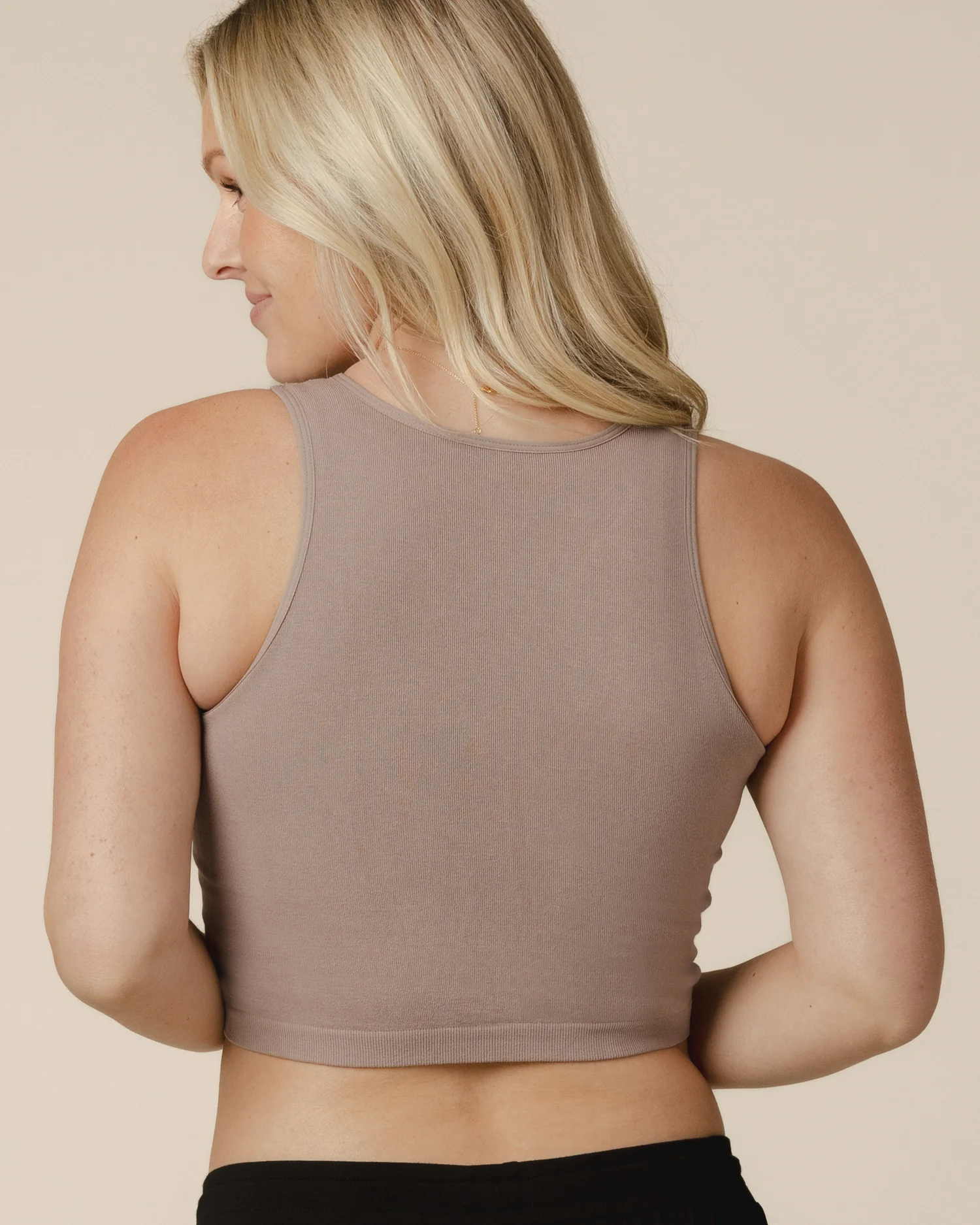 Sublime® Bamboo Hands-Free Pumping Longline Bra Top | Taupe - Image 4