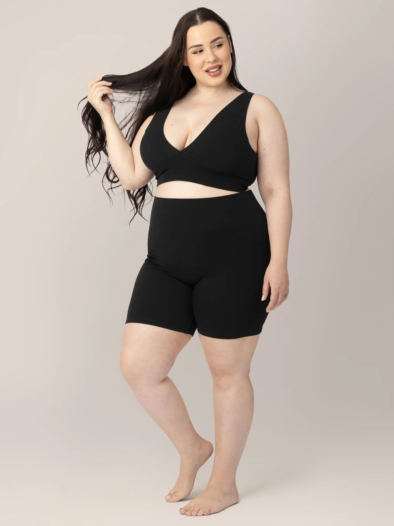 Sublime® Bamboo Maternity & Nursing Plunge Bra | Black - Image 5