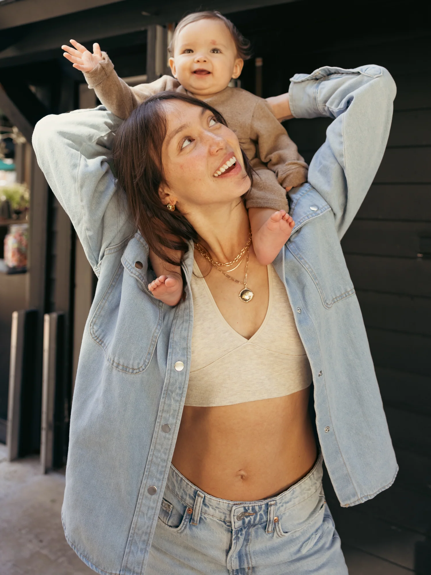 Sublime® Bamboo Maternity & Nursing Plunge Bra | Oatmeal Heather - Image 2