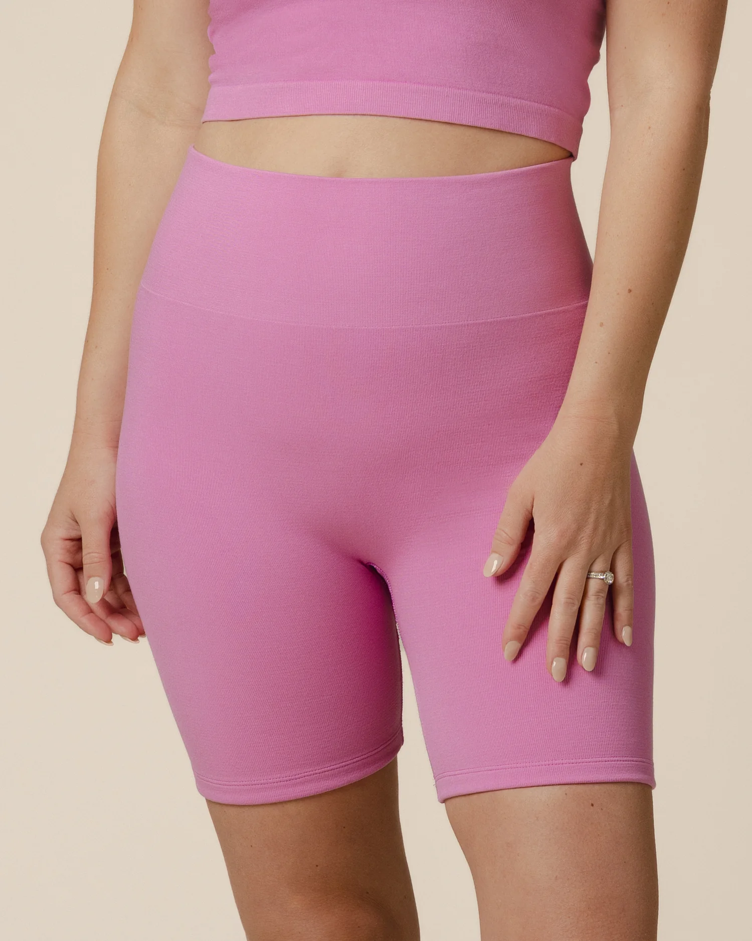 Sublime® Bamboo Maternity & Postpartum Bike Short | Soft Fuchsia - Image 2