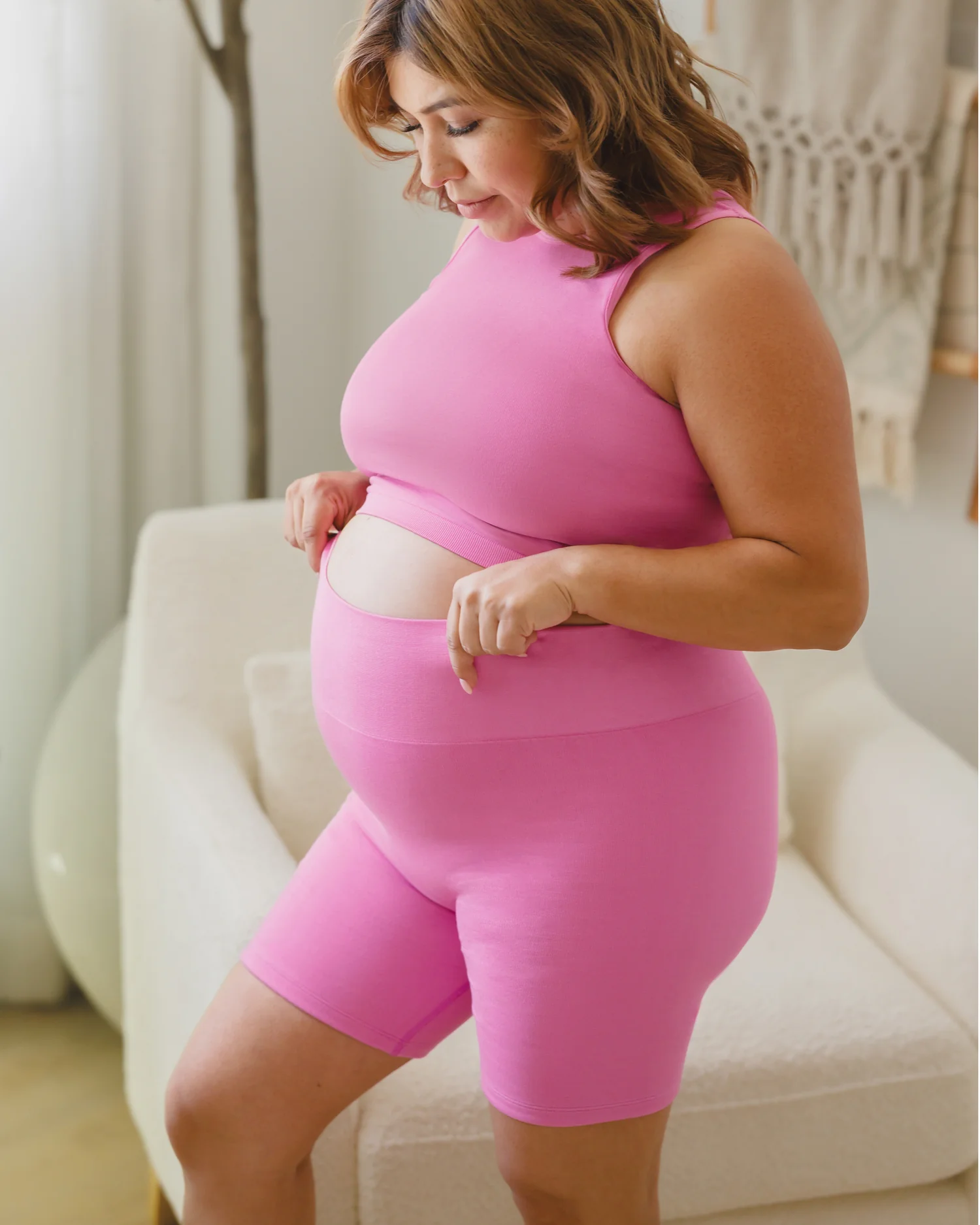 Sublime® Bamboo Maternity & Postpartum Bike Short | Soft Fuchsia - Image 5