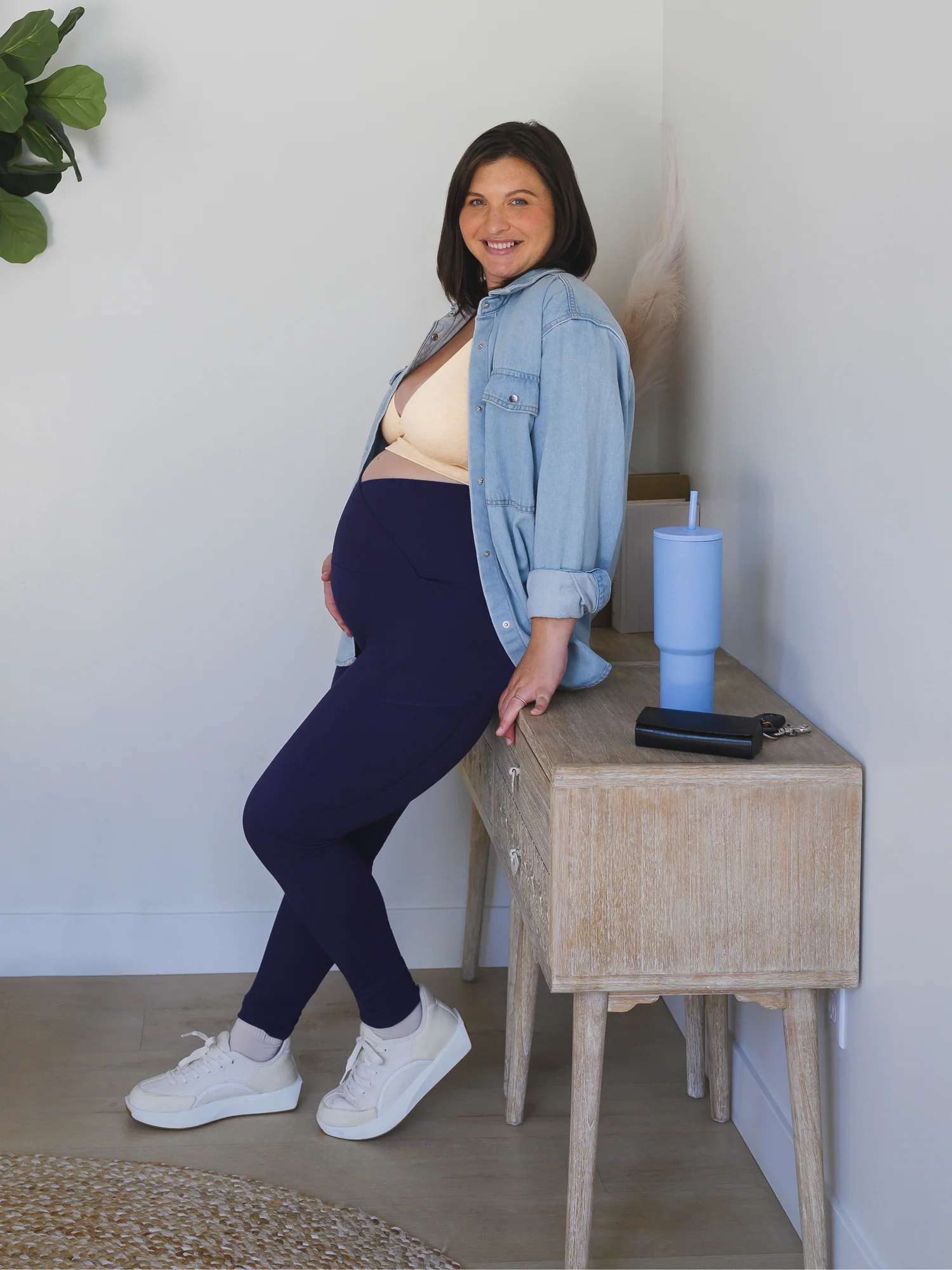 Sublime® Bamboo Maternity & Postpartum Crossover Legging | Navy - Image 7