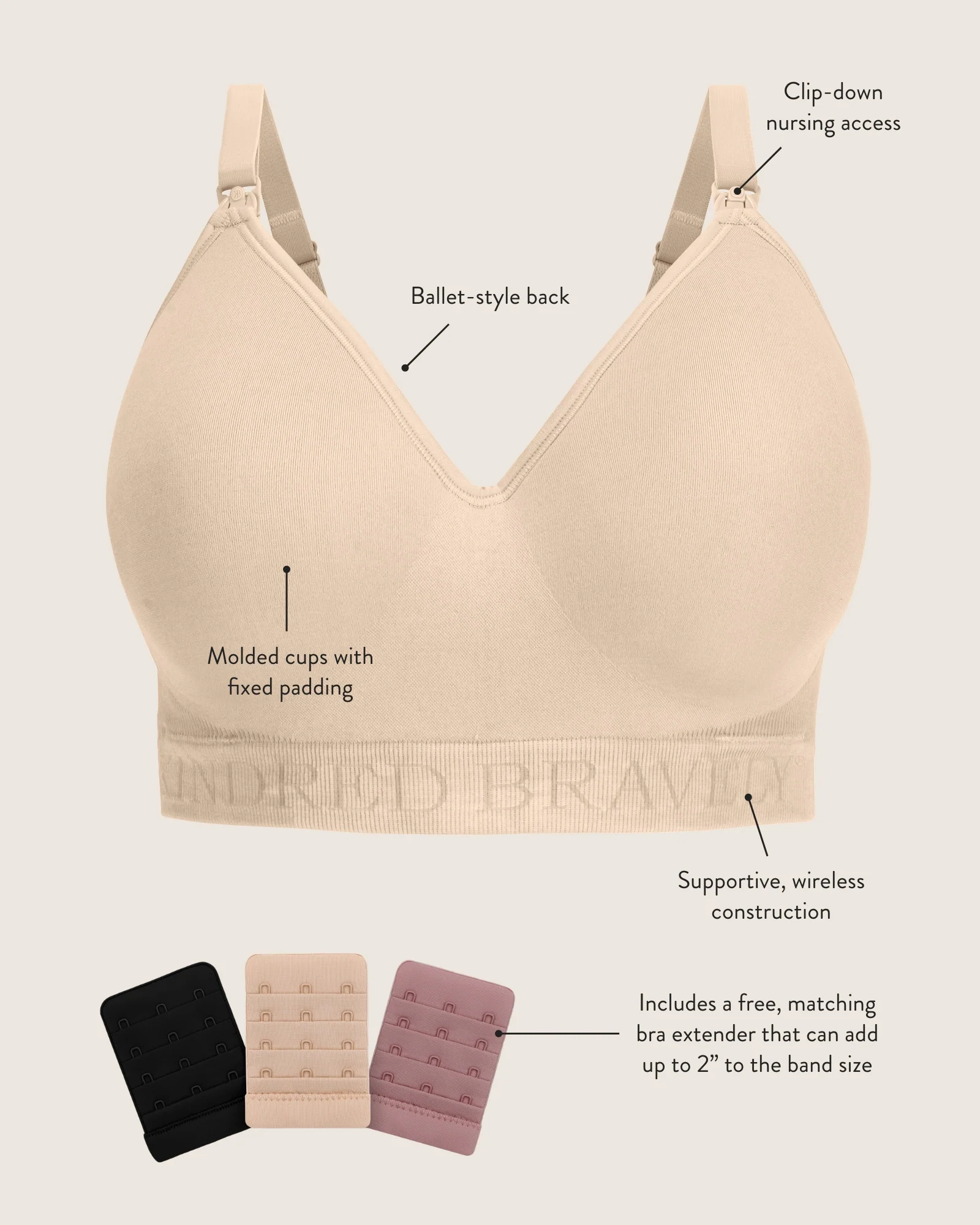 Sublime® Contour Nursing Bra Two-Pack | Beige & Black - Image 6