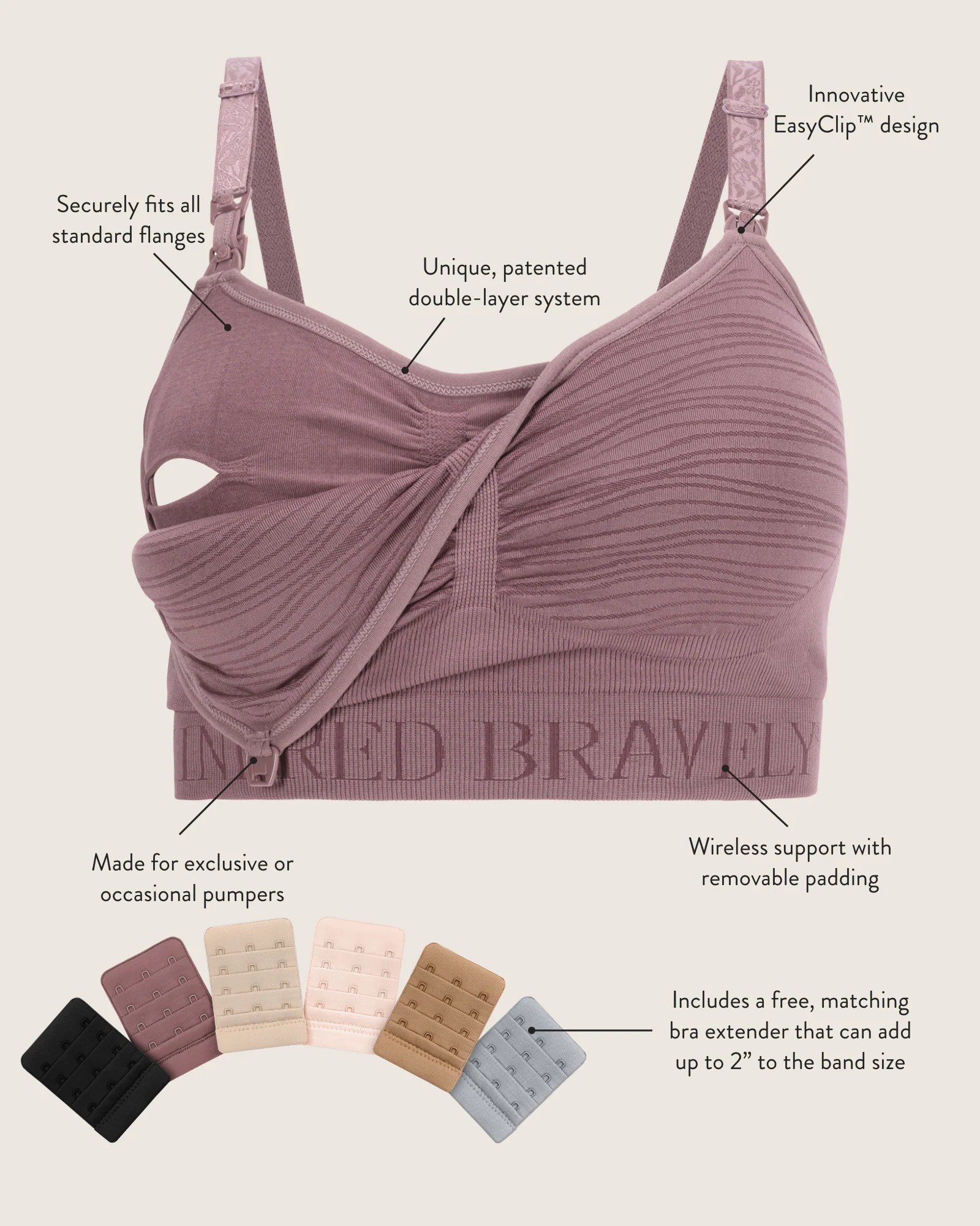 Sublime® Hands-Free Pumping Bra Two-Pack | Black & Latte - Image 6