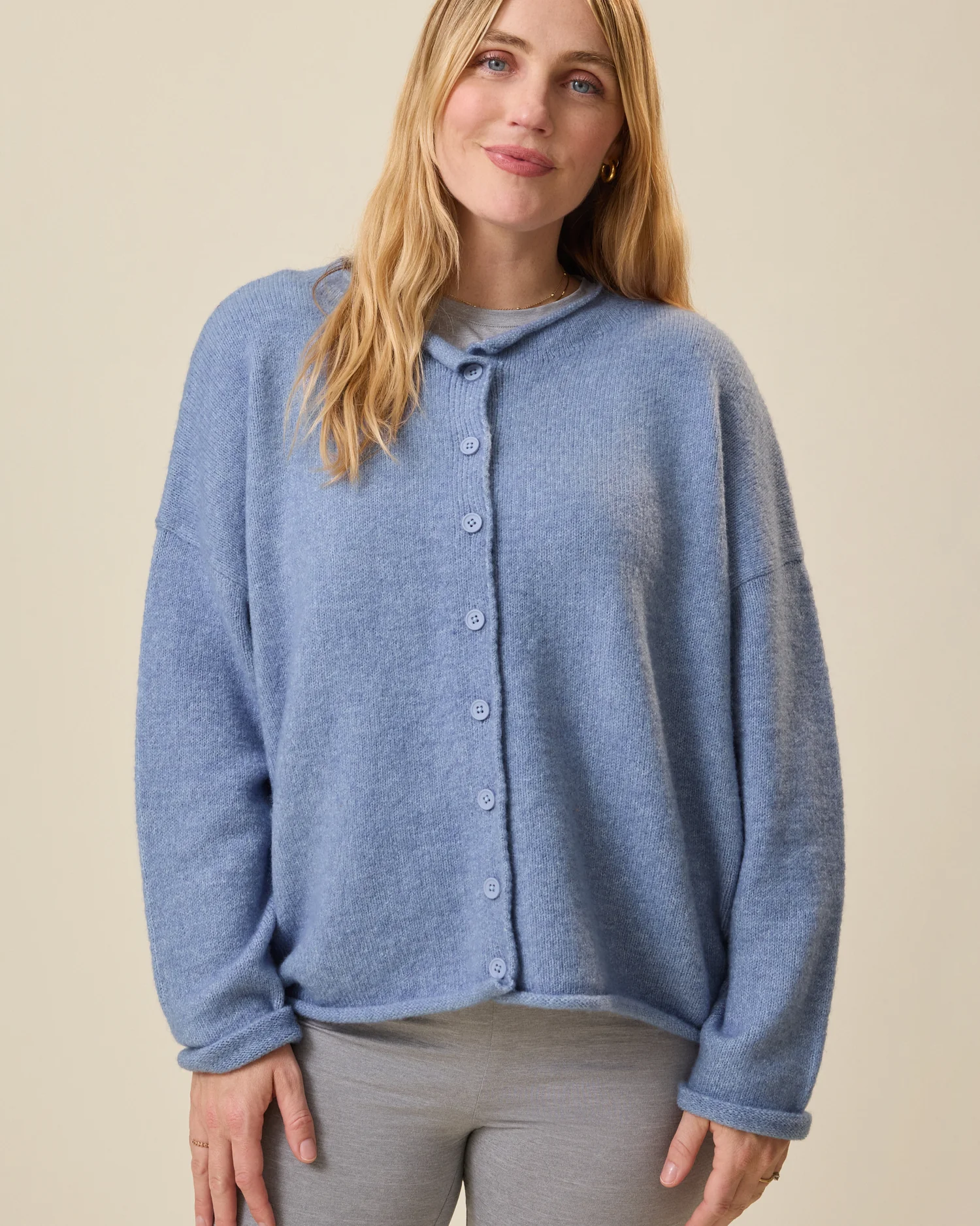 Ultra Soft Maternity & Postpartum Cardigan | Slate Blue Heather