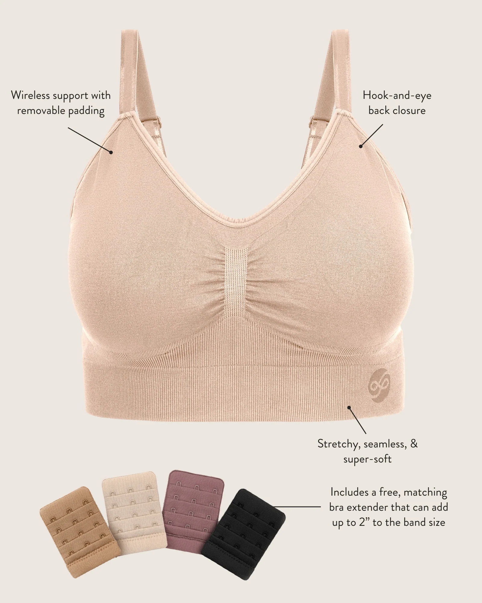 Wash Wear Spare® Nellie Wireless Bra Pack | Beige - Image 10